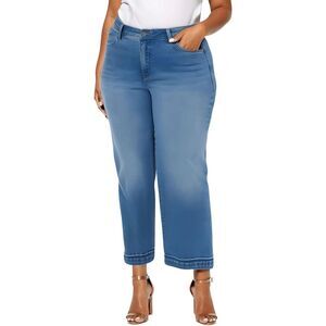 NYDJ Womens Teresa Blue Distressed Denim Ankle Jeans Plus NWT